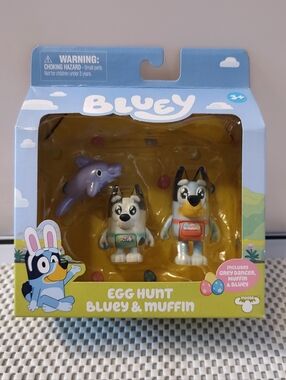 Bluey Egg Hunt Bluey & Muffin NWT Figures Easter Grey Dancer Dolphin